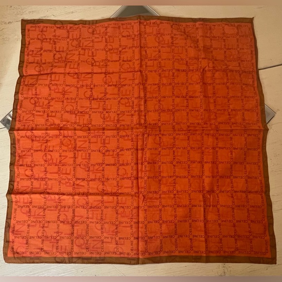 Celine Orange Silk Twill Scarf - Picture 1 of 6